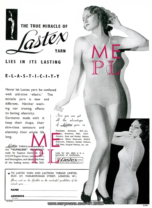 : Advert for Lastex women's corset 1934 : Advert for Lastex women's corset 1934