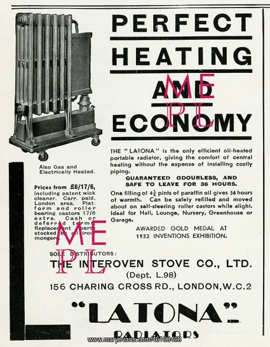 : Advert for Latona radiators 1933 : Advert for Latona radiators 1933
