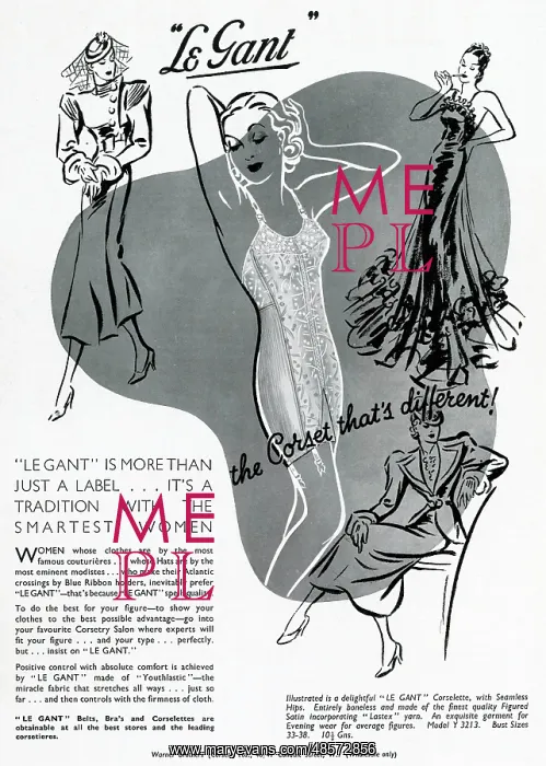 : Advert for Le Gant corsets 1937 : Advert for Le Gant corsets 1937