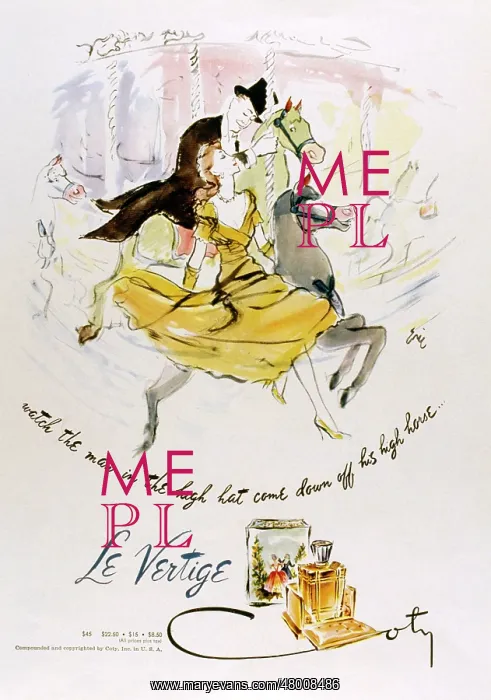 : Advertisement for Le Vertige perfume by Coty : Advertisement for Le Vertige perfume by Coty
