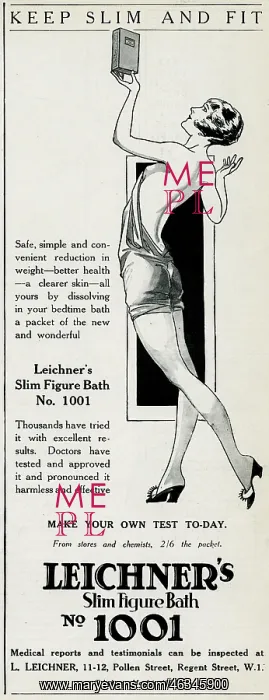 : Advert for Leichner's slim figure bath 1928 : Advert for Leichner's slim figure bath 1928