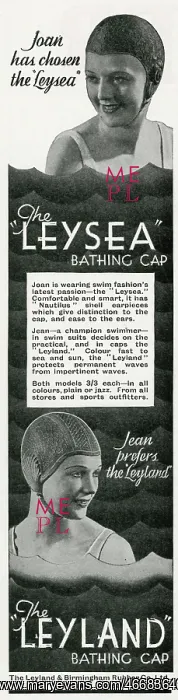 : Advert for Leysea bathing caps 1934 : Advert for Leysea bathing caps 1934