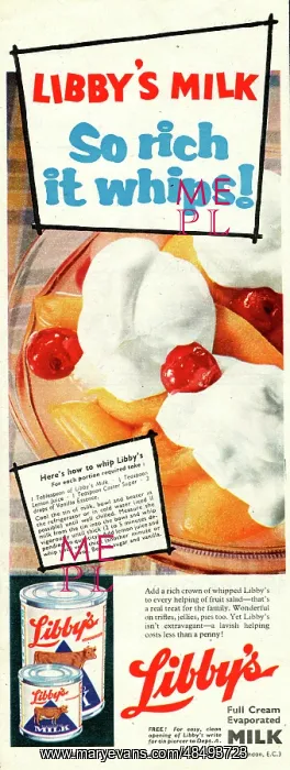 : Advertisement, Libby's Full Cream Evaporated Milk : Advertisement, Libby's Full Cream Evaporated Milk