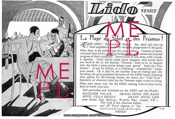 : Advert for the Lido, Venice (1927) : Advert for the Lido, Venice (1927)