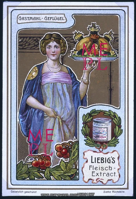 : advertisement for Liebig's meat extract on a menu Gastmahl : advertisement for Liebig's meat extract on a menu Gastmahl