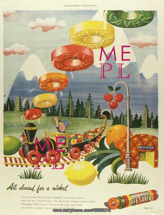 : Advertisement for Life Savers, five flavour sweets : Advertisement for Life Savers, five flavour sweets