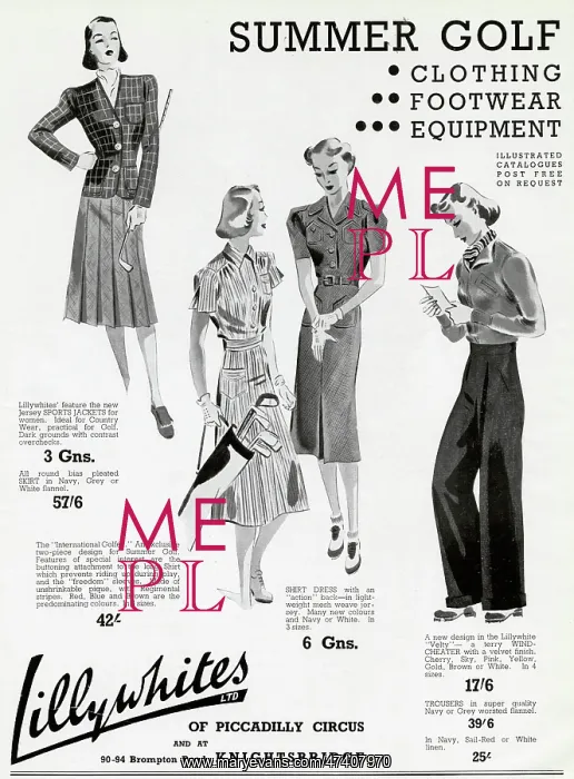 : Advert for Lillywhites summer golf 1938 : Advert for Lillywhites summer golf 1938