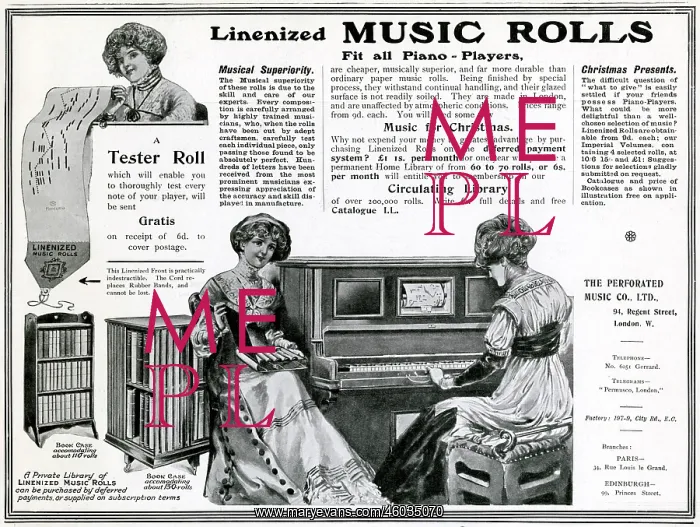 : Advert for Linenized Music Rolls 1909 : Advert for Linenized Music Rolls 1909