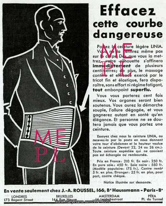 : Advertisement for Linia-belts 1930s : Advertisement for Linia-belts 1930s
