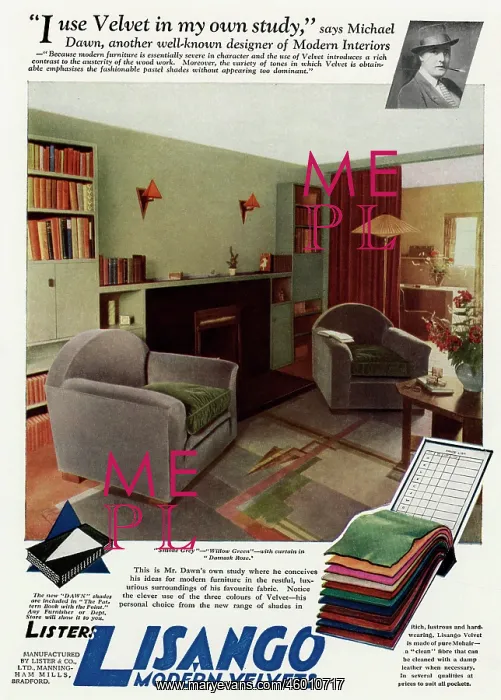 : Advert for Lisango modern velvets 1931 : Advert for Lisango modern velvets 1931