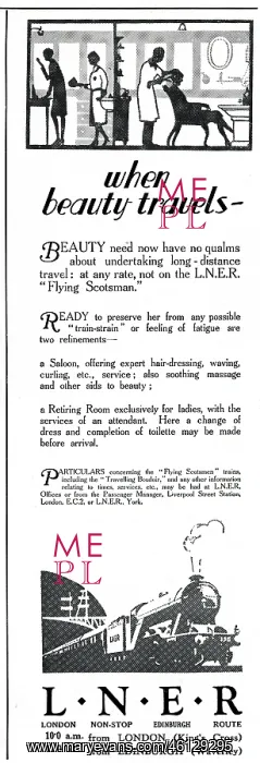 : Advert for L.N.E.R - When Beauty Travels 1928 : Advert for L.N.E.R - When Beauty Travels 1928