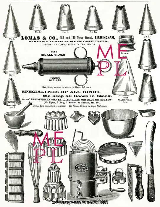 : Advert for Lomas & Co. Cake decorating tools 1898 : Advert for Lomas & Co. Cake decorating tools 1898
