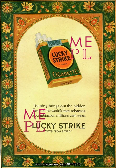 : Advert for Lucky Strike cigarettes : Advert for Lucky Strike cigarettes