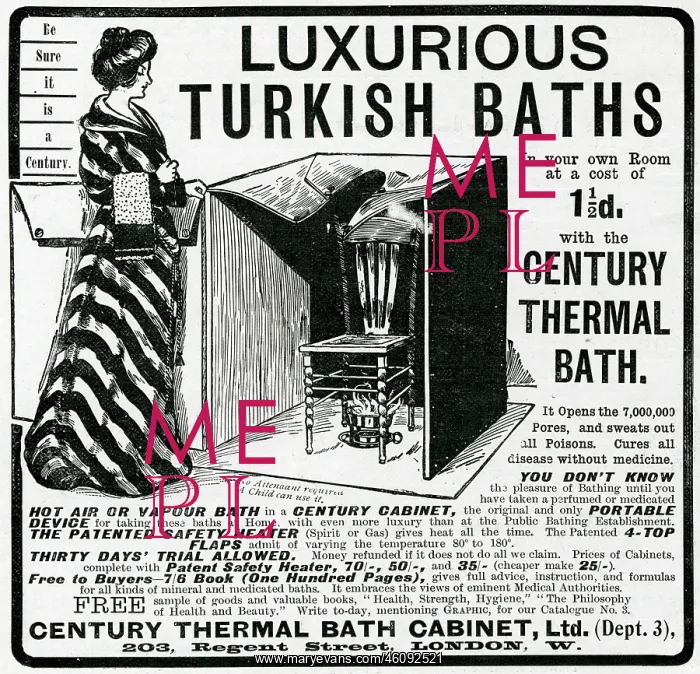 : Advert for Luxurious thermal bath cabinet 1902 : Advert for Luxurious thermal bath cabinet 1902