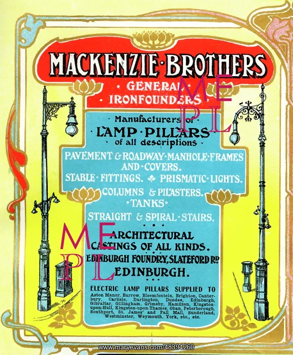 : Advert, Mackenzie Brothers, Ironfounders, Edinburgh, Scotlan : Advert, Mackenzie Brothers, Ironfounders, Edinburgh, Scotlan