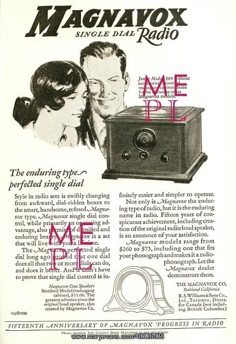 : Advert for Magnavox, a single dial radio : Advert for Magnavox, a single dial radio