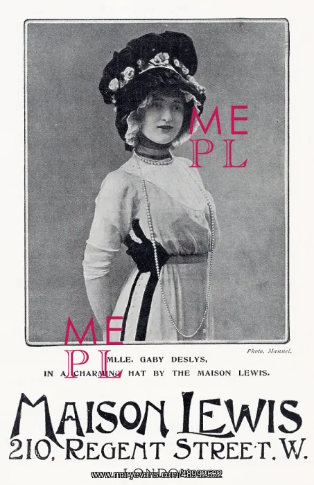 : Advert for Maison Lewis - women's mop hat 1910 : Advert for Maison Lewis - women's mop hat 1910