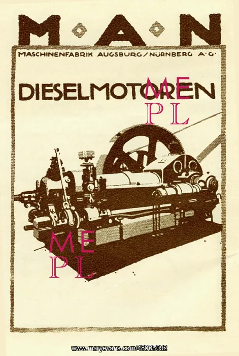 : An advertisement for MAN diesel motors : An advertisement for MAN diesel motors