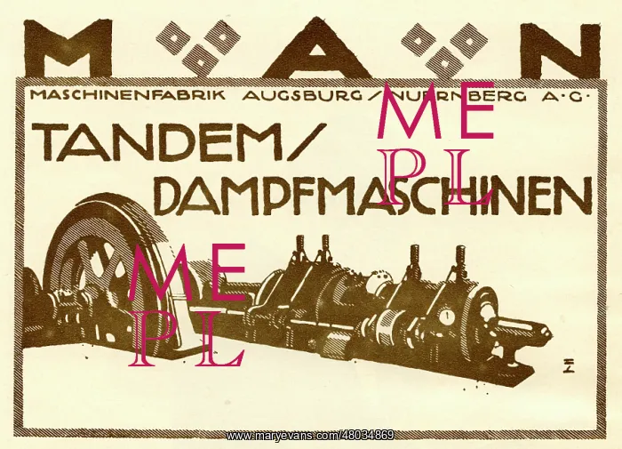 : An advertisement for MAN tandem steam powered machines : An advertisement for MAN tandem steam powered machines