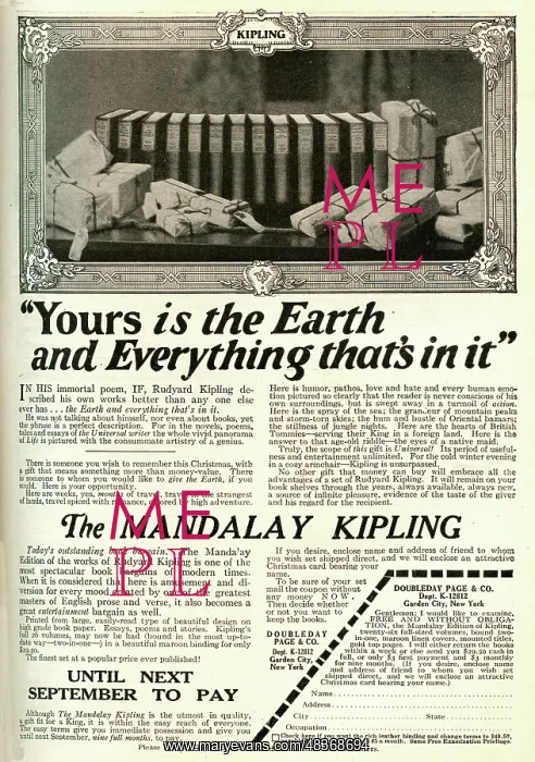: Advert for the Mandalay Edition of Rudyard Kipling?s works : Advert for the Mandalay Edition of Rudyard Kipling?s works
