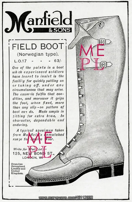 : Advert for Manfield field boot 1916 : Advert for Manfield field boot 1916