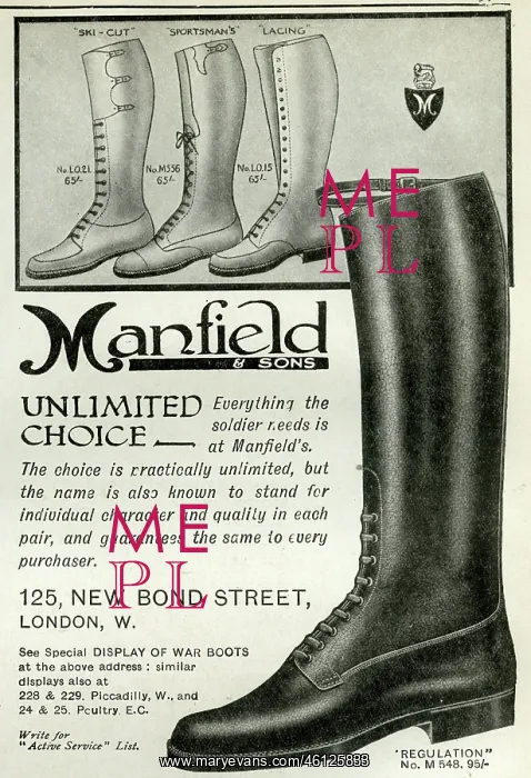  : Advert for Manfield service boots 1916