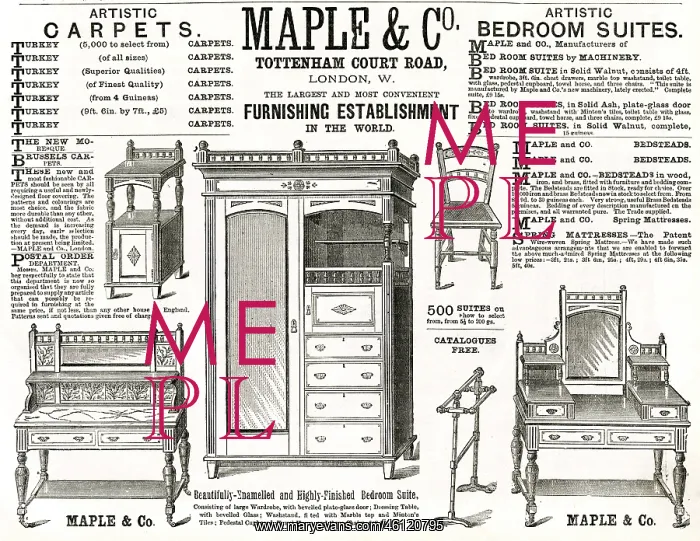 : Advert for Maple & Co bedroom suite 1882 : Advert for Maple & Co bedroom suite 1882