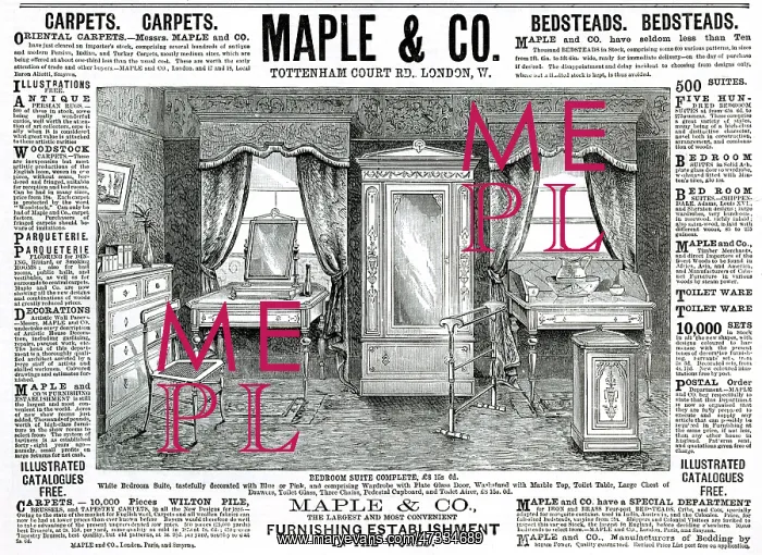 : Advert for Maple & Co bedroom suite 1886 : Advert for Maple & Co bedroom suite 1886