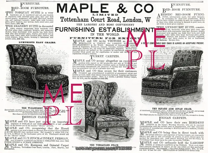 : Advert for Maple & Co chairs 1892 : Advert for Maple & Co chairs 1892