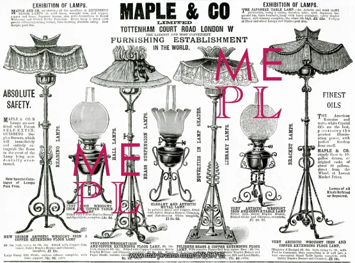 : Advert for Maple & Co. lamps 1892 : Advert for Maple & Co. lamps 1892