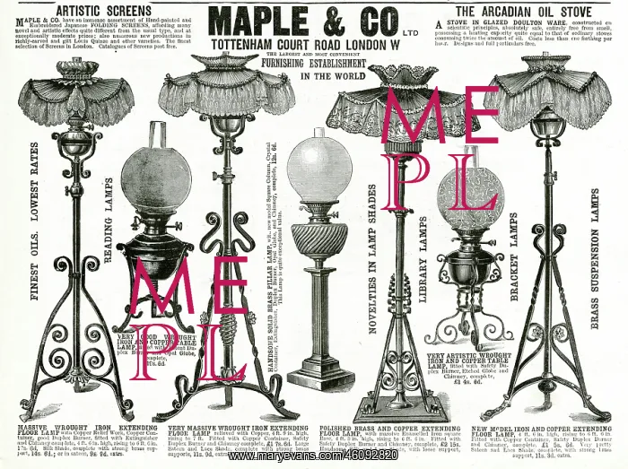 : Advert for Maple & Co. lamps 1893 : Advert for Maple & Co. lamps 1893