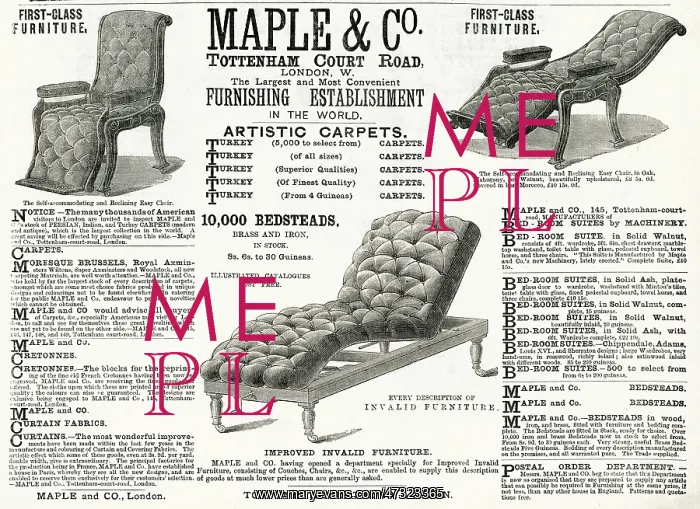 : Advert for Maple & Co. reclining chairs 1882 : Advert for Maple & Co. reclining chairs 1882