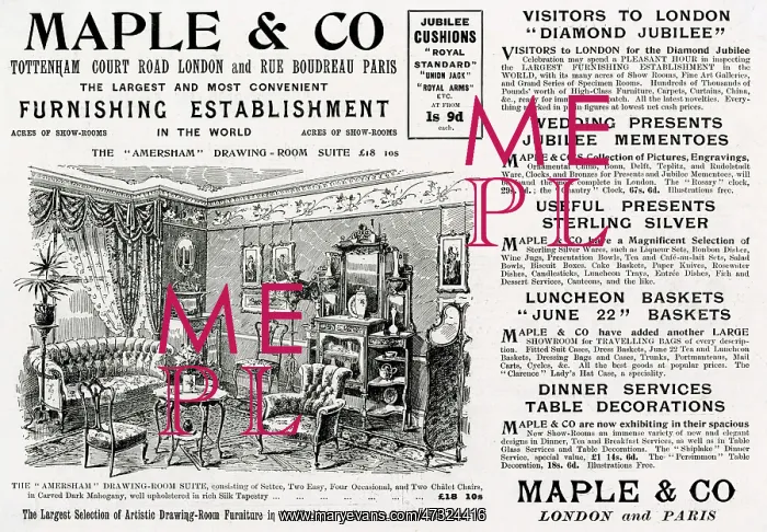 : Advert for Maple & Co drawing-room suite 1897 : Advert for Maple & Co drawing-room suite 1897