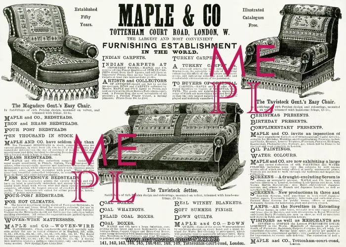 : Advert for Maple & Co easy chairs 1890 : Advert for Maple & Co easy chairs 1890