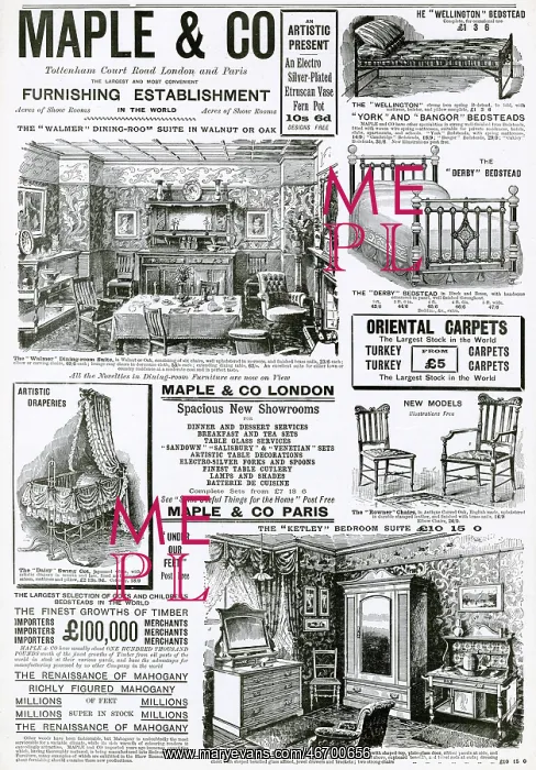 : Advert for Maple & Co furnishing 1897 : Advert for Maple & Co furnishing 1897
