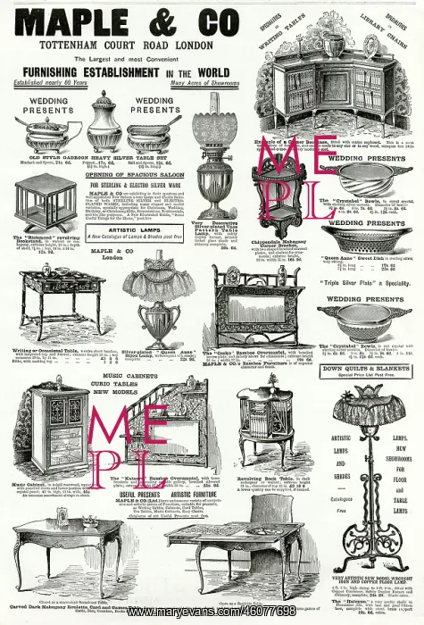 : Advert for Maple & Co furniture 1895 : Advert for Maple & Co furniture 1895