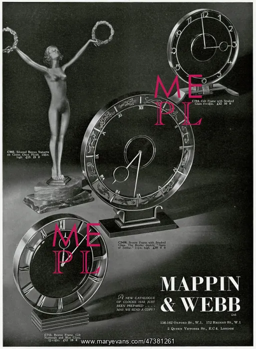 : Advert for Mappin & Webb clocks 1938 : Advert for Mappin & Webb clocks 1938
