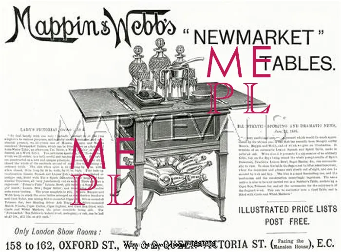 : Advert for Mappin & Webb foldout drinks table 1895 : Advert for Mappin & Webb foldout drinks table 1895
