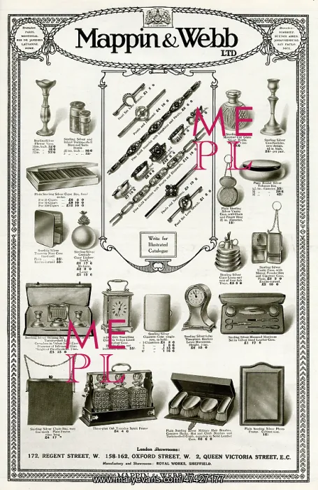  : Advert for Mappin & Webb luxury items 1916