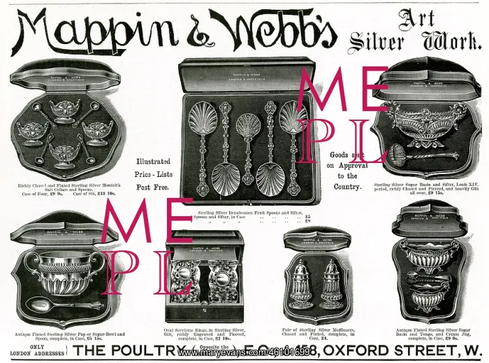 : Advert for Mappin & Webb silver items 1892 : Advert for Mappin & Webb silver items 1892