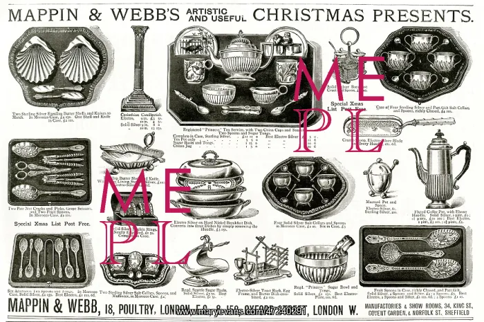 : Advert for Mappin & Webb's Christmas presents 1888 : Advert for Mappin & Webb's Christmas presents 1888