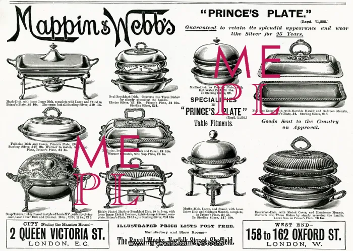 : Advert for Mappin & Webb's tableware tureens 1898 : Advert for Mappin & Webb's tableware tureens 1898