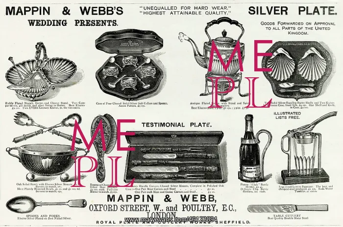 : Advert for Mappin & Webb's wedding gifts 1889 : Advert for Mappin & Webb's wedding gifts 1889