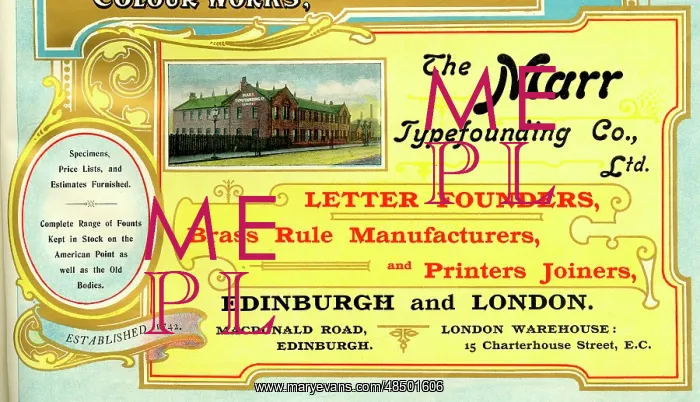 : Advert, The Marr Typefounding Co Ltd, Edinburgh : Advert, The Marr Typefounding Co Ltd, Edinburgh