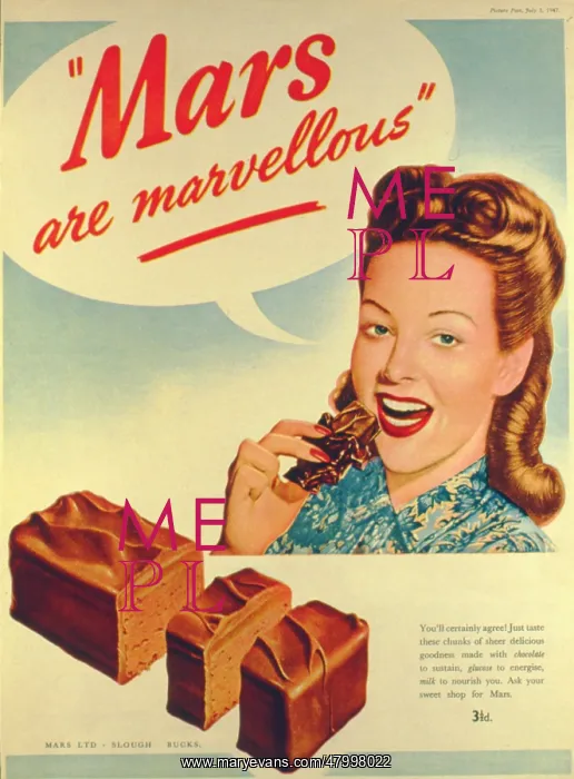 : Advertisement for Mars chocolate bar : Advertisement for Mars chocolate bar