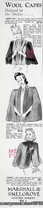 : Advert for Marshall & Snelgrove capes : Advert for Marshall & Snelgrove capes