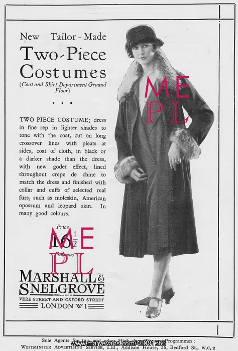 : Advert for Marshall & Snelgrove two-piece costume, 1925 : Advert for Marshall & Snelgrove two-piece costume, 1925