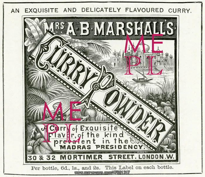 : Advert for Marshall's curry powder 1899 : Advert for Marshall's curry powder 1899