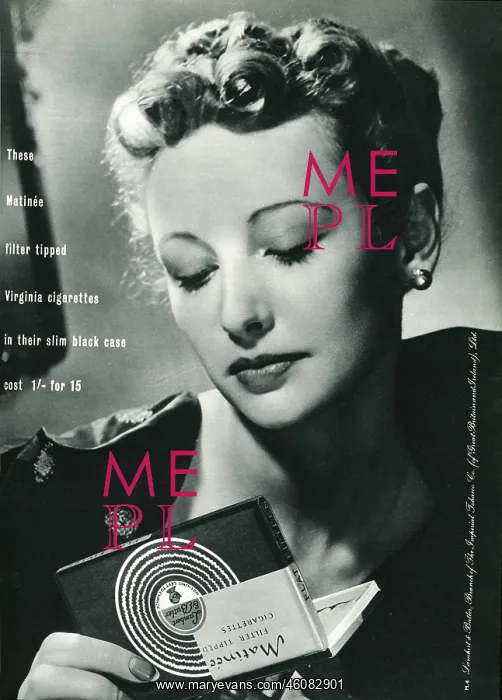 : Advert for Matinee filter tipped cigarettes 1939 : Advert for Matinee filter tipped cigarettes 1939