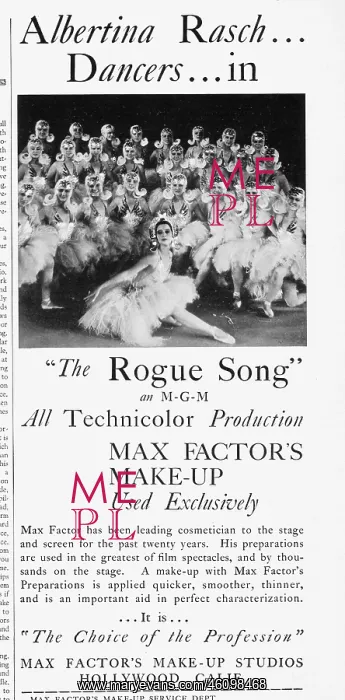 : Advert for Max Factor's makeup featuring the Albertina : Advert for Max Factor's makeup featuring the Albertina